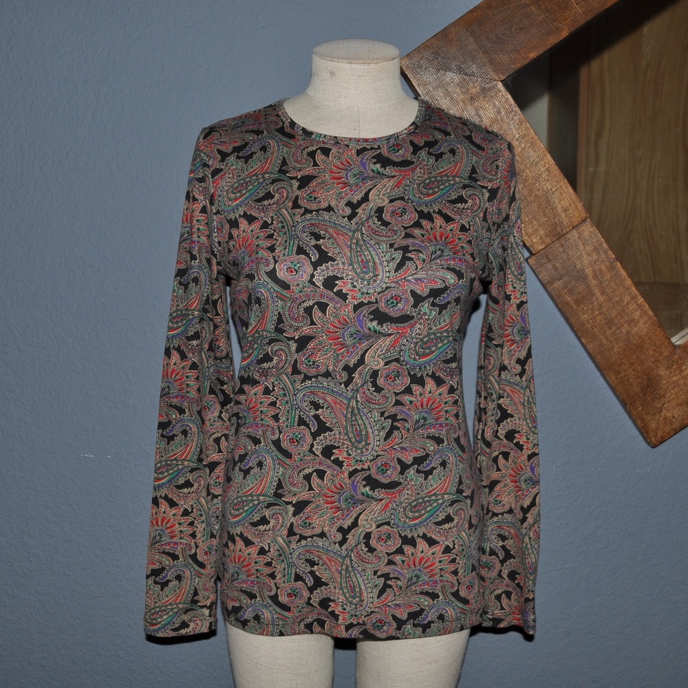 RALPH LAUREN Paisley Print Long Sleeve Top [F3] - Picture 3 of 7